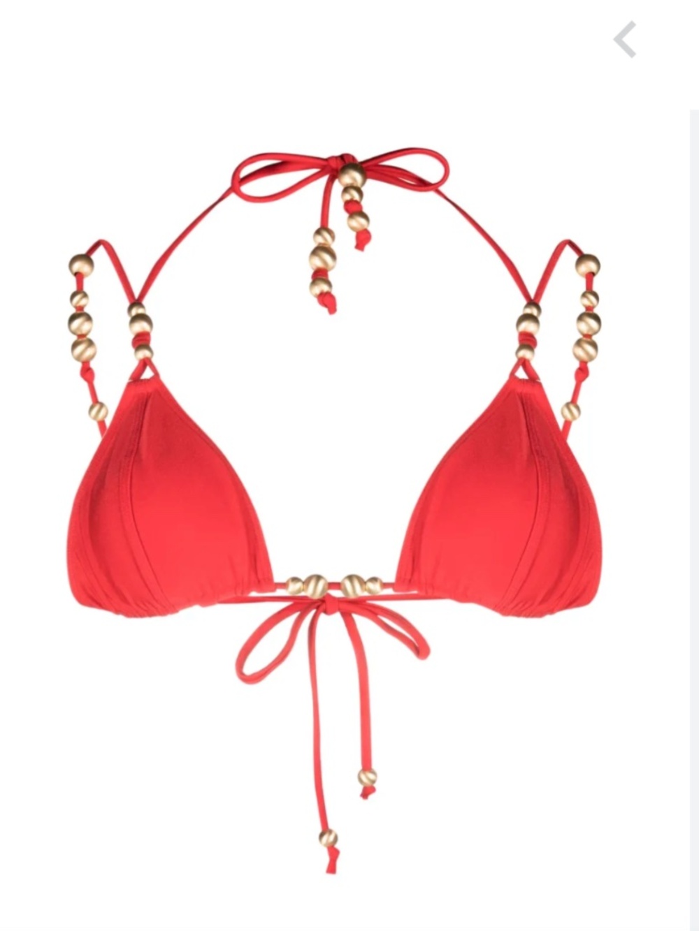 CULT GAIA Anoki Red Triangle Bikini Set with Gold Pearl Details - Super Sexy! S